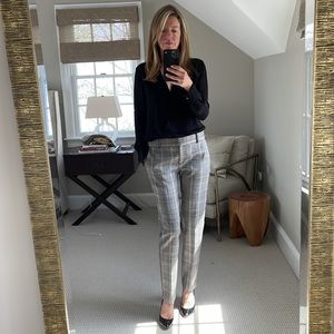 Theory plaid wool trousers